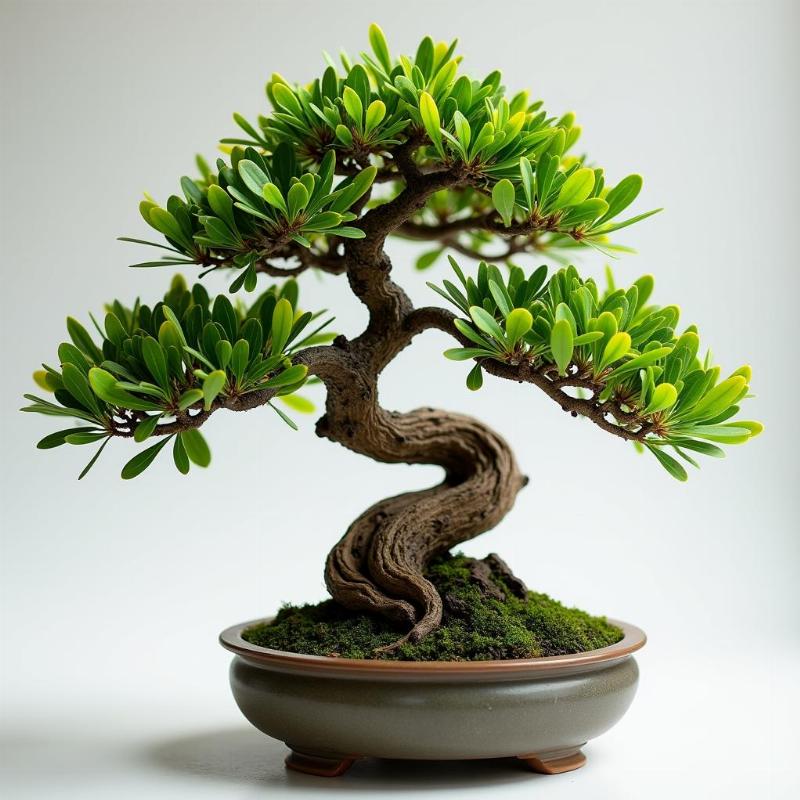Hinh anh mot tac pham bonsai cay nguyet que voi than co thu uon luon va tan la duoc tao dang ky cong